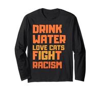 Bere Acqua Amore I Gatti Combattono Il Razzismo Gatto Mamma Pazzo Maglia a Manica