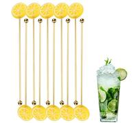 Bere bastoncini saltati - Acciaio Inossidabile, Swizzle Riutilizzabile, Mixer Da Cocktail | Agitatori Da Bar A Bar Al Limone 10pcs con Manico Lungo per Mescolare Il Succo Di Tè Al Caffè O