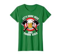 Bere Birra e lanciare ASCE Divertente Ascia Lancio Maglietta, Donna, Verde Mela, S