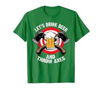 Bere Birra e lanciare ASCE Divertente Ascia Lancio Maglietta, Uomo, Verde Mela, S