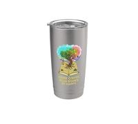 Bere Caffè Leggi Libri Essere Felice Bookworm Albero Della Vita Bicchiere termico in acciaio inox doppia parete