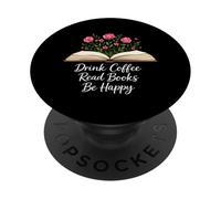 Bere caffè Leggi Libri Lettori di topi di biblioteca degli amanti dei libri floreali PopSockets PopGrip Adesivo