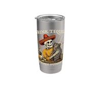 Bere Tequila Solletico Fighe Divertente Amante Gatto Scheletro Umorismo Bicchiere termico in acciaio inox doppia parete