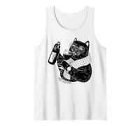 Bere Vino Gatto Nero Bere Amante del Vino Vintage Cozy Cat Canotta