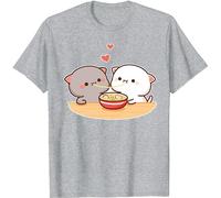 Berentoya Kawaii Panda Bear Hug Bubu Dudu Valentine Eating Ramen Valentines Days Funny Gift Unisex T-Shirt, grigio., S