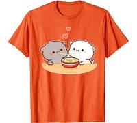 Berentoya Kawaii Panda Bear Hug Bubu Dudu Valentine Eating Ramen Valentines Days Funny Gift Unisex T-Shirt, Colore: arancione., L