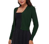 BERESIA Cardigan da Donna con Scollo a V Golfino a Maniche Lunghe Maglione Corto Lavorato a Maglia Elegante, Verde Scuro M