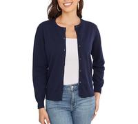 BERESIA Cardigan Donna Maglia con Bottoni Golfino Girocollo Manica Lunga Giacca Cappotto Elegante, Blu Navy L