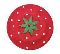 Beret Hat Strawberry Hat Cappellino da donna in stile vintage, cappello invernale, cappello autunnale (rosso)
