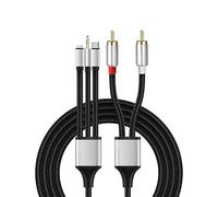 Berfea Cavo RCA Audio da jack 3,5 mm e USB-C a 2 x RCA maschio, Telefono a Phono, Stereo, compatibile con iPhone 5/6/7, Samsung Galaxy e tablet per amplificatori, altoparlanti e impianti Hi-Fi