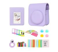 Berfea Custodia protettiva kit di accessori compatibile con Fujifilm Instax Mini 12 fotocamera con Borsa a tracolla/album/adesivi/filtro colorato/cornice decorativa da parete/lente selfie, Viola