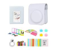 Berfea Custodia protettiva kit di accessori per fotocamera compatibile con Fujifilm Instax Mini 12 con Borsa a tracolla/album/adesivi/filtro colorato/cornice decorativa da parete/lente selfie, bianco
