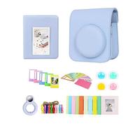 Berfea Custodia Protettiva kit per fotocamera compatibile con Fujifilm Instax Mini 12 con Borsa a tracolla/album di libri/adesivi/filtro colorato/cornice decorativa da parete/lente selfie, Blu