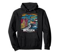 Bergen Colorful House Norvegia Fiordi della Norvegia Harbor City Felpa con Cappuccio