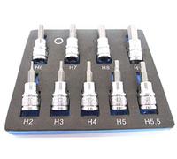 BERGEN - Set 9 pezzi 3/8 Drive mandrino esagonale 48 mm lungo S2 - 10 mm BER1175