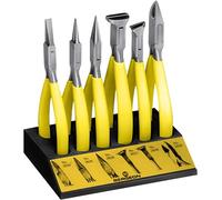 Bergeon 6283 - Set di 6 pinze con punta ondulata e supporto per orologio, prodotto in Svizzera, Giallo