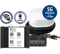 Berger connect 5g - router wlan 5g / 4g lte (wifi 5, cat 12 con 2,6 gbps) con antenna da tetto 5g e accessori di montaggio