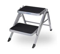 BERGER - Doppio Gradino Pieghevole con Gomma Antiscivolo - Scaletta 2 gradini in Acciaio per Camper, Roulotte, Caravan, Garage & Barca - Scalino - Accessori Camper Campeggio 40x40x60 cm