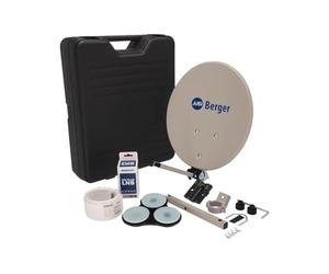 BERGER | Kit Parabola per Viaggi e Vacanze, Parabola SAT Portatile, Impianto Satellitare da Campeggio, Kit Completo con Antenna Parabolica, LNB Singolo e Cavo Coassiale da 10m