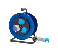 BERGER | Prolunga in Gomma Avvolgibile Adatta per Camper, Campeggio, Caravan, Barca, Van - Prolunga Elettrica con Avvolgicavo 25 m con 2 Prese Schuko e 1 Presa CEE - carico max (non avvolto) 3600 W