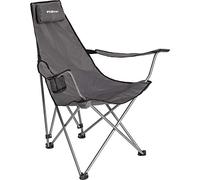 Berger Relax Camping Sedia Pieghevole Sedia da Pesca Imbottita fino a 100kg - Sedia da Campeggio Facile da Piegare con Portabevande e Comodo Poggiatesta - grigio