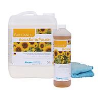 Berger-Seidle Set per la cura del parquet | 5 litri Aqua Satin Polish | + 1 litro BioSoap | + panno per la pulizia di parquet oliato e pavimenti in legno