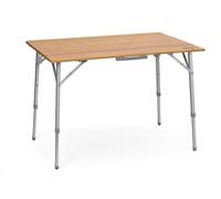 Berger Tavolo da Campeggio Pieghevole in Bambù 100 x 72 cm Regolabile | Tavolo pieghevole in bambù con gambe regolabili da 49 a 70 cm, salvaspazio e pratico per campeggio e outdoor.
