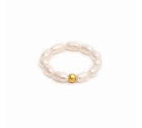 BERGERLIN Anello di perle di riso con perla d'oro - Anello di perle per signore e signori - Con certificazione di autenticità