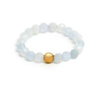 BERGERLIN Anello in Acquamarina Vera con Perla d'Oro - Perle Sfaccettate - Taglia L