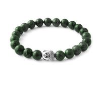BERGERLIN Bracciale Buddha con vera pietra naturale da 8 mm o pietra lavica - Bracciale in pietra naturale con certificato di autenticità, XS-S, Pietra
