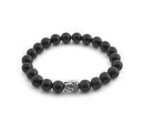 BERGERLIN Bracciale Buddy con vera pietra naturale da 8 mm e perle di pietra lavica - bracciale in pietra naturale con certificato di autenticità, Pietra
