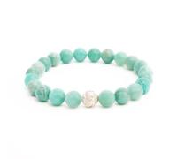 BERGERLIN Bracciale in amazonite - Bracciale con perle in pietra naturale autentica e perla in argento sterling 925