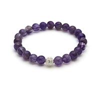 BERGERLIN Bracciale in ametista - Bracciale con perle in pietra naturale autentica e perla in argento sterling 925