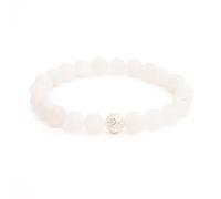 BERGERLIN Bracciale in vera pietra naturale con perle in argento sterling 925 e perle di pietra naturale da 8 mm, con certificato di autenticità, XS-S, Argento sterling