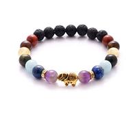BERGERLIN Braccialetto Elefante 7 Chakra con pietre naturali e pietre laviche da 8 mm Feel Goods