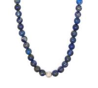 BERGERLIN Collana di Lapislazzuli vera - Collana di perle con perla in argento sterling 925 - Vera collana di Lapislazzuli taglia M-L