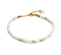 BERGERLIN Jade Armband hell grün - facettiertes, grünes Myanmar Jade Armband - Gold - M-L