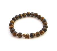 BERGERLIN Occhio di tigre bracciale con vere perle di pietre naturali e elefante