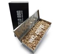 Bergfeld BBQ - Scatola per affumicatura con trucioli per tutti i tipi di barbecue - Smoker Box in robusto acciaio inox per grigliare - Aroma per carne, pesce e verdure (dimensioni: 22 x 9,5 x 4 cm)
