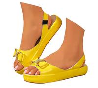 Bergfit - Sandali estivi da donna a piedi nudi, comodi, antiscivolo, leggeri come una piuma, ergonomici, piatti, aperti, O giallo, 36 EU