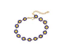 Bergkristall Armband Kreativer Schmuck Gänseblümchen-Schlüsselbein-Kettenarmband Damen Minimalistisches Temperament Bemaltes Tropfenglasur-Blumenarmband Fluoreszierendes Armband (Blue, One Size)