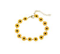 Bergkristall Armband Kreativer Schmuck Gänseblümchen-Schlüsselbein-Kettenarmband Damen Minimalistisches Temperament Bemaltes Tropfenglasur-Blumenarmband Fluoreszierendes Armband (Yellow, One Size)