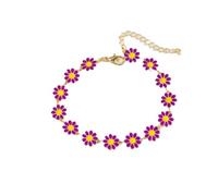 Bergkristall Armband Kreativer Schmuck Gänseblümchen-Schlüsselbein-Kettenarmband Damen Minimalistisches Temperament Bemaltes Tropfenglasur-Blumenarmband Fluoreszierendes Armband (Purple, One Size)