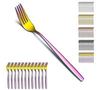 Berglander Forchette da tavolo arcobaleno da 12 pezzi, Forchette da cena in acciaio inox placcato titanio, posate ideali per casa, ristorazione, hotel, matrimonio, lavabile in lavastoviglie
