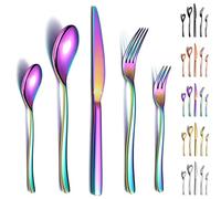 Berglander Rainbow Set di Posate 30 Pezzi, Robusto Acciaio Inossidabile Titanio Placcatura Colorata Set Posate Antiruggine, Forchette E Cucchiai Lavabili In Lavastoviglie
