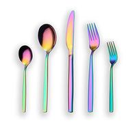 Berglander Set 30 posate colorate in titanio color arcobaleno, 30 pezzi Set posate colorate in argento, mutil color Set posate, servizio per 6 (arcobaleno lucido)
