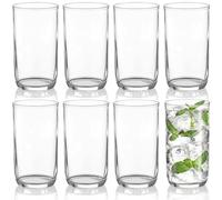 Berglander Set di Bicchieri Highball 8 Pezzi, Bicchieri Collins da Bere in Plastica PET Trasparente Alti 420ml, Tazze d'Acqua Riutilizzabili, Vetreria per Bar Tumbler per Bevande, Birra, Succo, Latte
