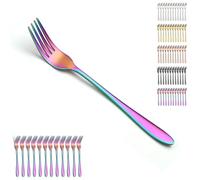 Berglander Set di forchette da tavola arcobaleno da 12 pezzi 20,5 cm, set di forchette da cena in acciaio inossidabile con placcatura in titanio colorato per casa, ristorante, pranzo quotidiano