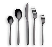 Berglander Set di posate da 30 pezzi in acciaio inox placcato nero al titanio, set di posate da 30 pezzi, servizio per 6 (lucido)
