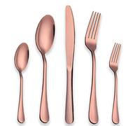 Berglander Set di Posate in Acciaio Inox Placcato Oro Rosa, 30 Pezzi, Servizio per 6 - Colore Rame, Finitura Titanio